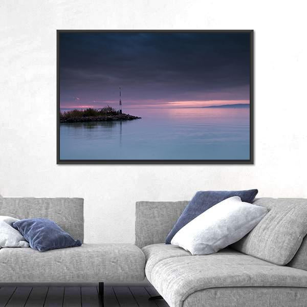 Sunset Scene On Lake Balaton Canvas Wall Art-3 Horizontal-Gallery Wrap-25&quot; x 16&quot;-Tiaracle