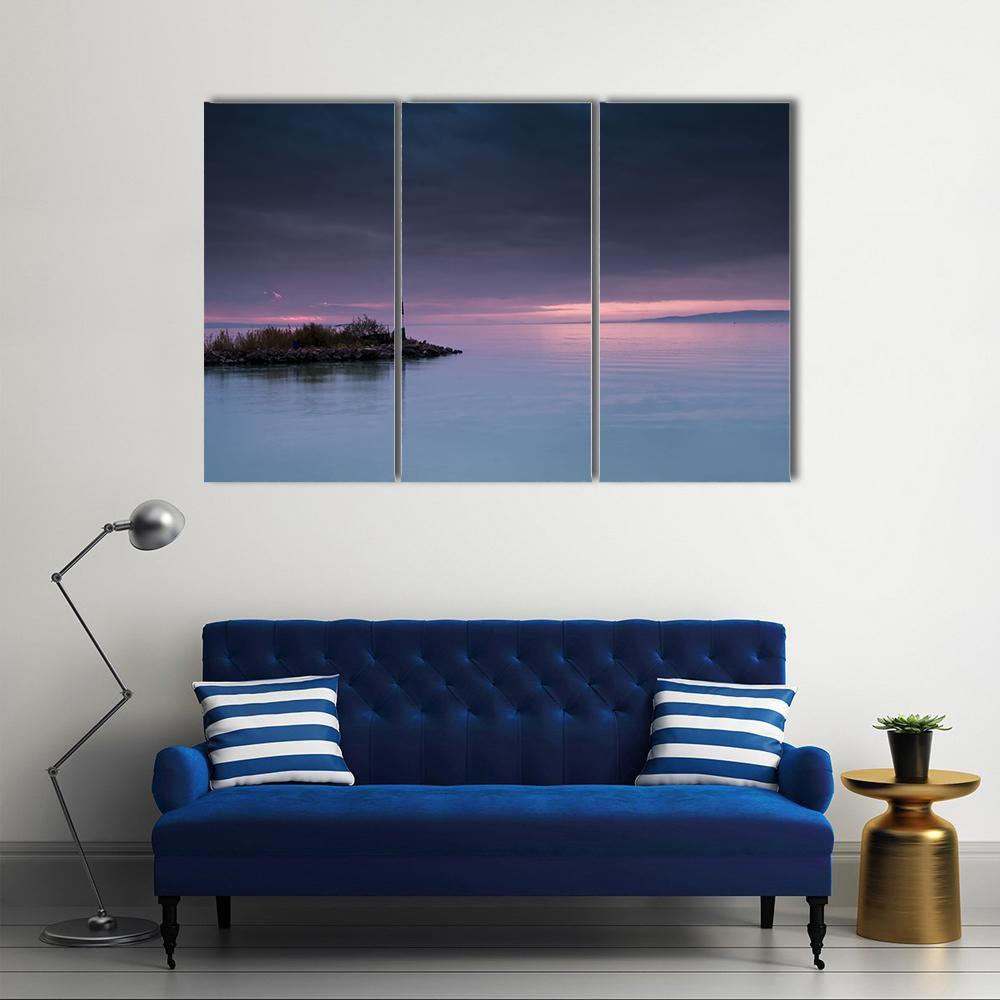 Sunset Scene On Lake Balaton Canvas Wall Art-3 Horizontal-Gallery Wrap-37" x 24"-Tiaracle