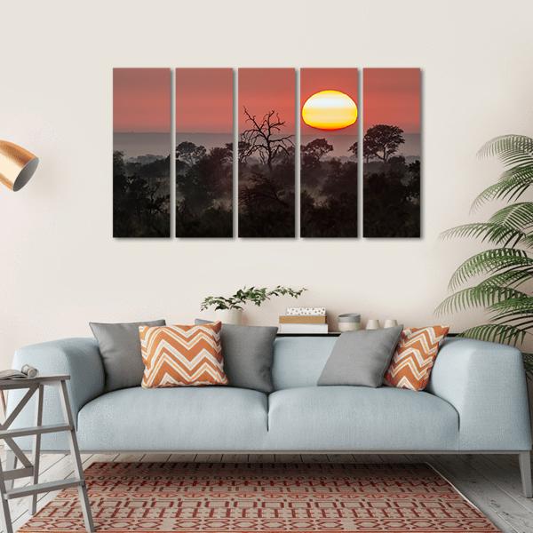 Sunset Scenery In Kruger National Park Canvas Wall Art-5 Horizontal-Gallery Wrap-22" x 12"-Tiaracle