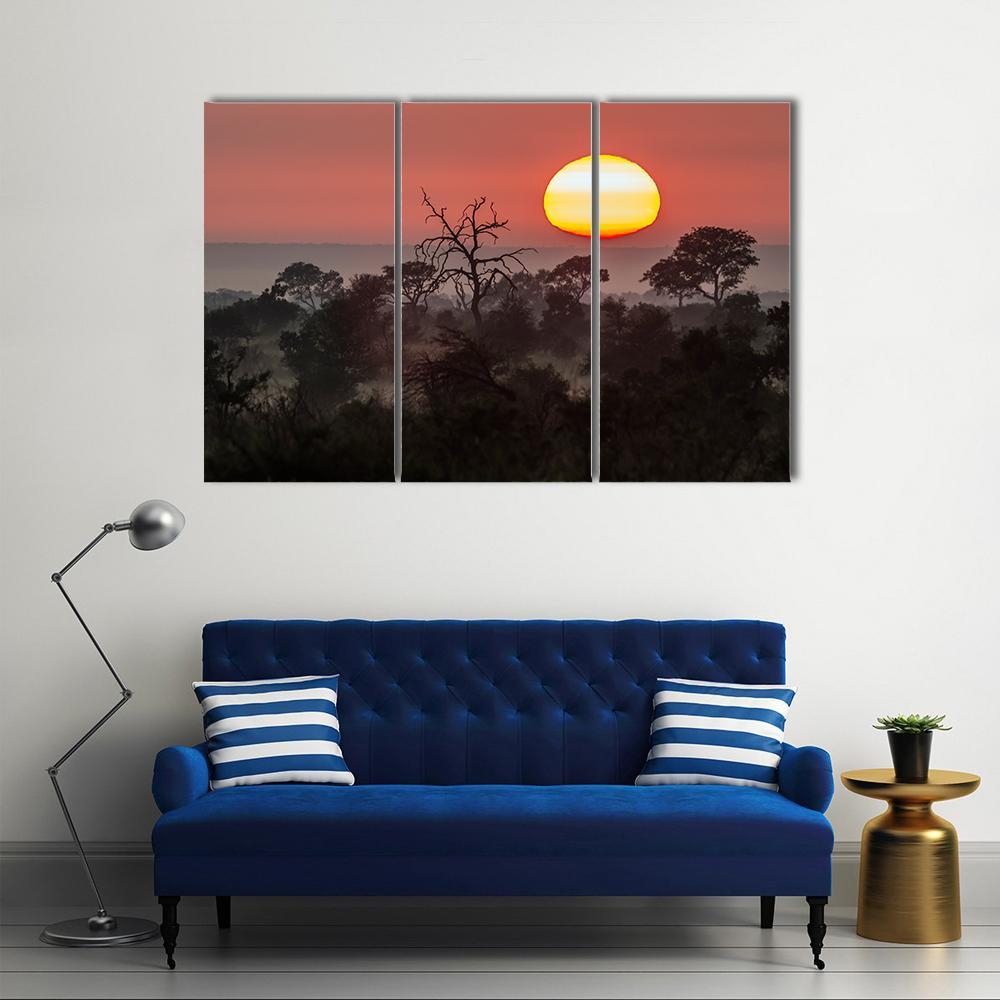 Sunset Scenery In Kruger National Park Canvas Wall Art-3 Horizontal-Gallery Wrap-37" x 24"-Tiaracle