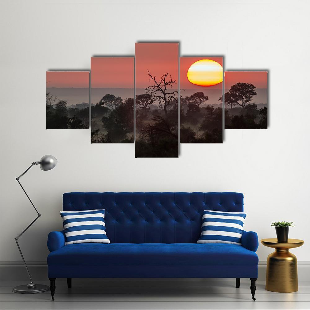 Sunset Scenery In Kruger National Park Canvas Wall Art-5 Star-Gallery Wrap-62" x 32"-Tiaracle