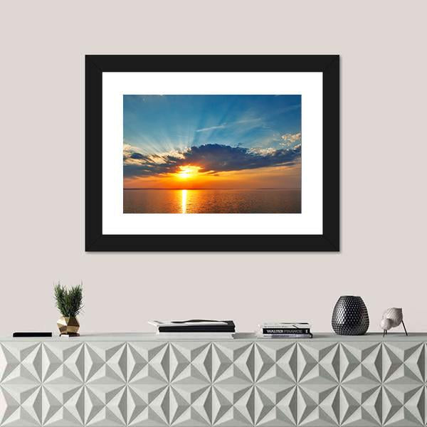 Sunset Sea Clouds Canvas Wall Art-1 Piece-Framed Print-20" x 16"-Tiaracle
