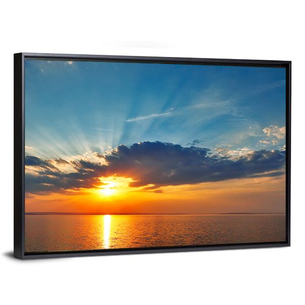 Sunset Sea Clouds Canvas Wall Art-3 Horizontal-Gallery Wrap-25" x 16"-Tiaracle