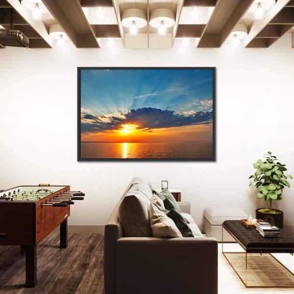 Sunset Sea Clouds Canvas Wall Art-3 Horizontal-Gallery Wrap-25" x 16"-Tiaracle