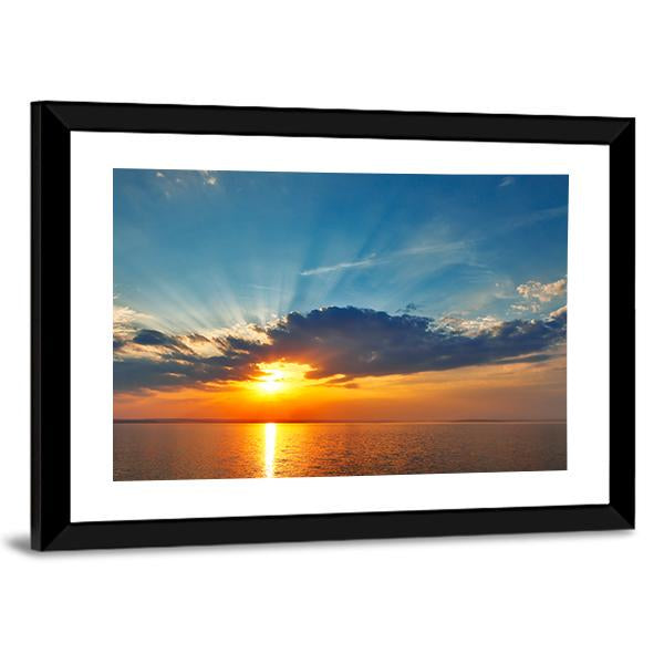 Sunset Sea Clouds Canvas Wall Art-3 Horizontal-Gallery Wrap-25" x 16"-Tiaracle