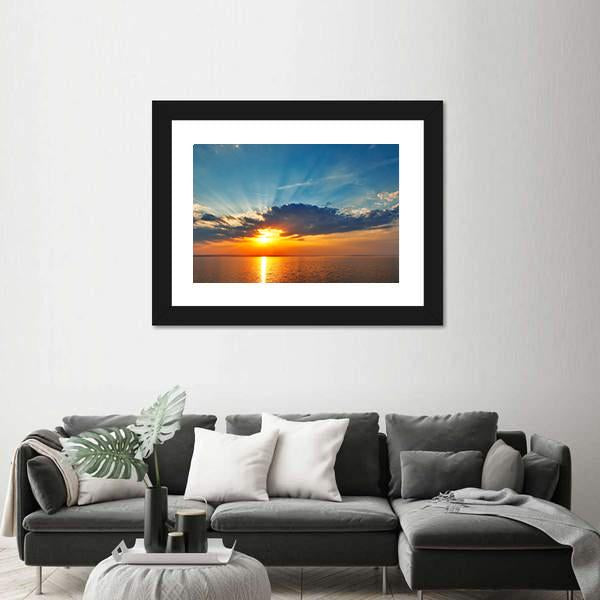 Sunset Sea Clouds Canvas Wall Art-3 Horizontal-Gallery Wrap-25" x 16"-Tiaracle