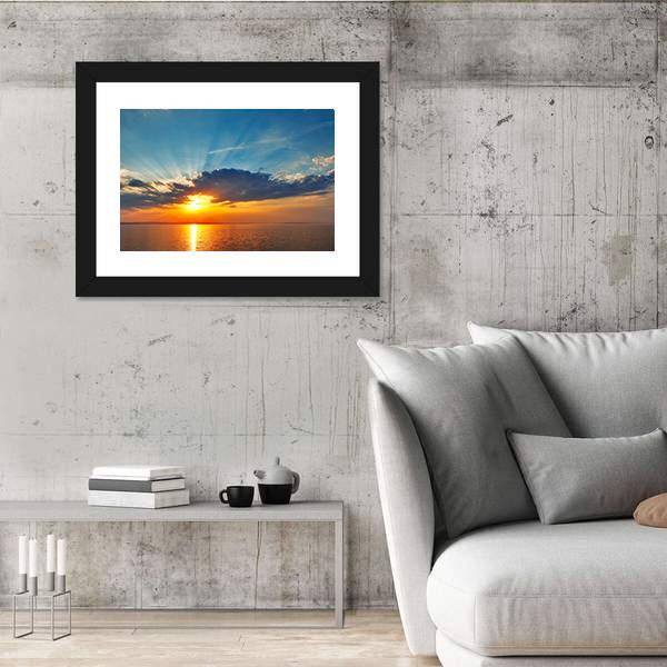 Sunset Sea Clouds Canvas Wall Art-3 Horizontal-Gallery Wrap-25" x 16"-Tiaracle