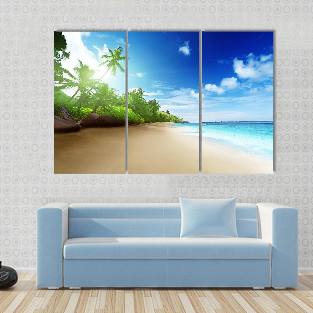 Sunset Time On Mahe Island Canvas Wall Art-3 Horizontal-Gallery Wrap-37" x 24"-Tiaracle