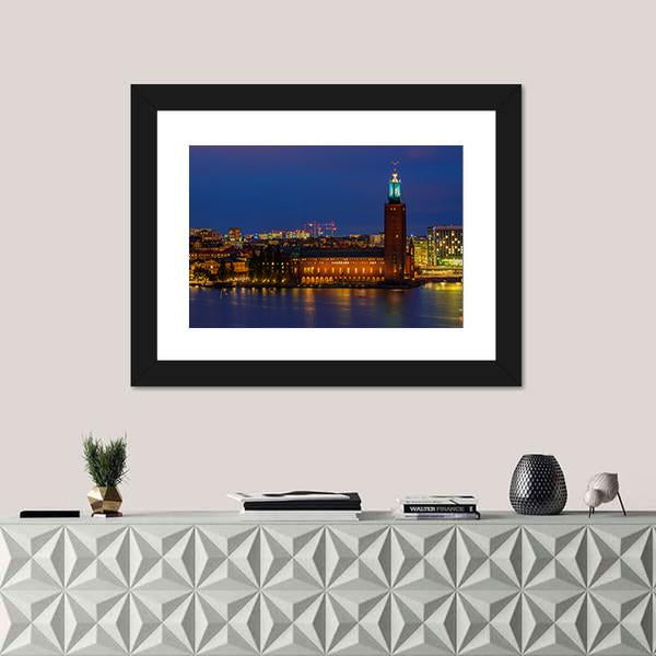 Sunset View Across Lake Malaren Canvas Wall Art-1 Piece-Framed Print-20" x 16"-Tiaracle