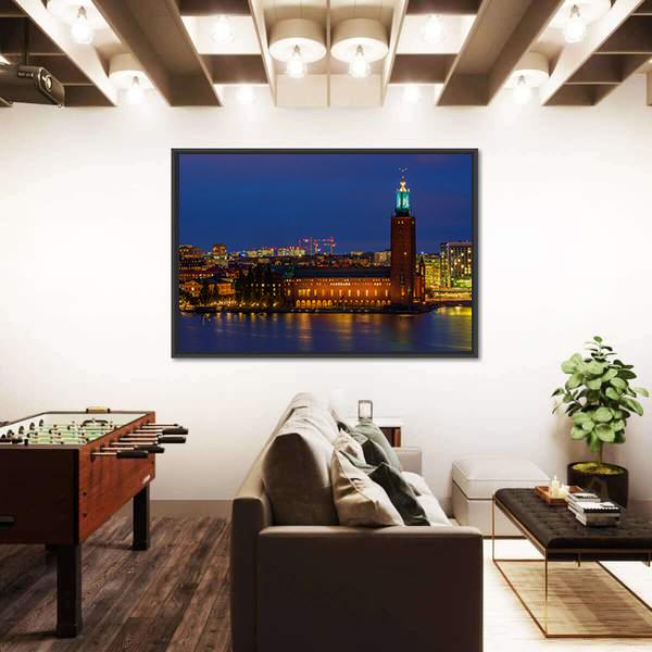 Sunset View Across Lake Malaren Canvas Wall Art-3 Horizontal-Gallery Wrap-25" x 16"-Tiaracle