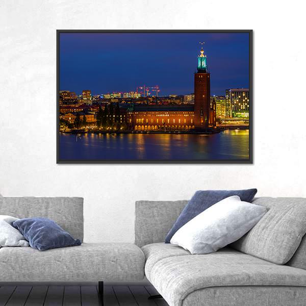 Sunset View Across Lake Malaren Canvas Wall Art-3 Horizontal-Gallery Wrap-25" x 16"-Tiaracle