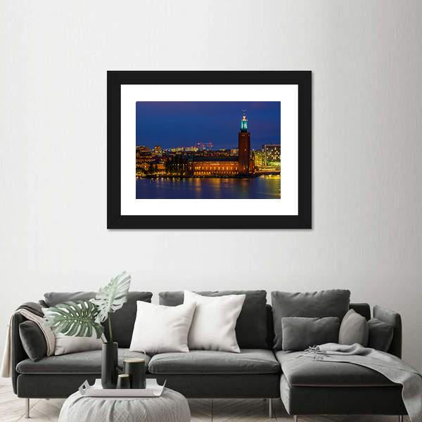 Sunset View Across Lake Malaren Canvas Wall Art-3 Horizontal-Gallery Wrap-25" x 16"-Tiaracle