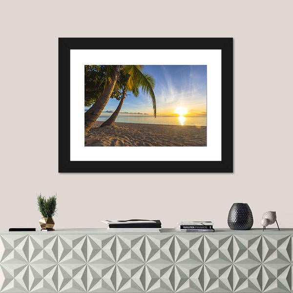 Sunset View At Tropical Fiji Island Canvas Wall Art-1 Piece-Framed Print-20&quot; x 16&quot;-Tiaracle