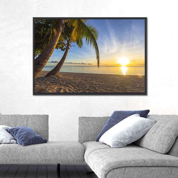 Sunset View At Tropical Fiji Island Canvas Wall Art-3 Horizontal-Gallery Wrap-25" x 16"-Tiaracle