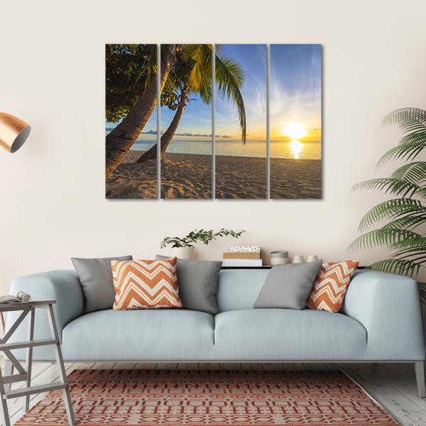 Sunset View At Tropical Fiji Island Canvas Wall Art-4 Horizontal-Gallery Wrap-34" x 24"-Tiaracle