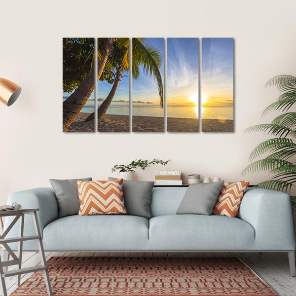 Sunset View At Tropical Fiji Island Canvas Wall Art-5 Horizontal-Gallery Wrap-22" x 12"-Tiaracle