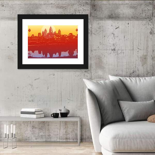 Sunset View Of Angkor Wat Temple Canvas Wall Art-3 Horizontal-Gallery Wrap-25" x 16"-Tiaracle