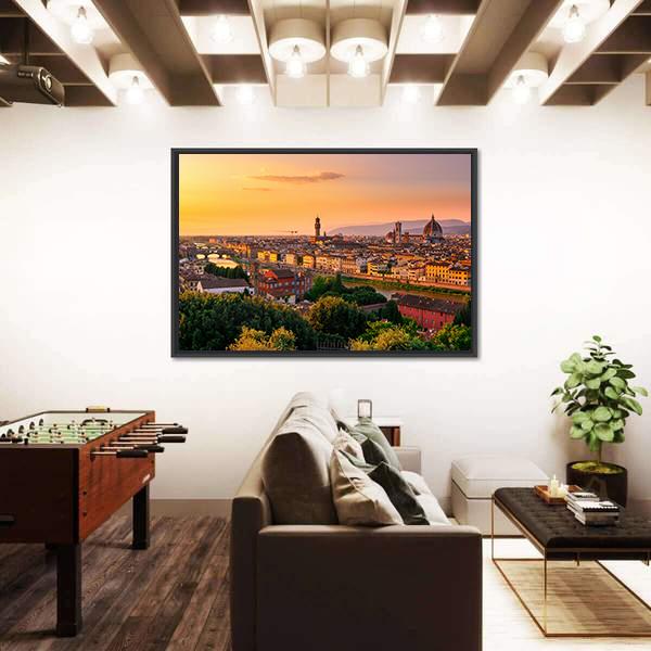 Sunset View Of Florence Canvas Wall Art-3 Horizontal-Gallery Wrap-25" x 16"-Tiaracle