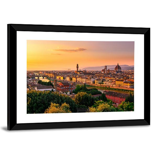 Sunset View Of Florence Canvas Wall Art-3 Horizontal-Gallery Wrap-25" x 16"-Tiaracle