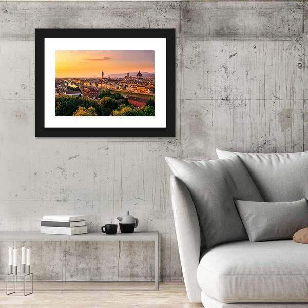Sunset View Of Florence Canvas Wall Art-3 Horizontal-Gallery Wrap-25" x 16"-Tiaracle