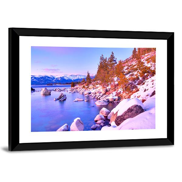 Sunset View Of Lake Tahoe Canvas Wall Art-3 Horizontal-Gallery Wrap-25" x 16"-Tiaracle