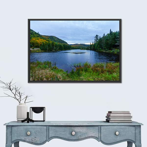Sunset View Of Monroe Lake In Canada Canvas Wall Art-1 Piece-Floating Frame-24" x 16"-Tiaracle
