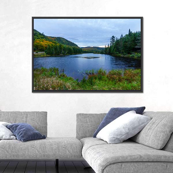 Sunset View Of Monroe Lake In Canada Canvas Wall Art-3 Horizontal-Gallery Wrap-25" x 16"-Tiaracle
