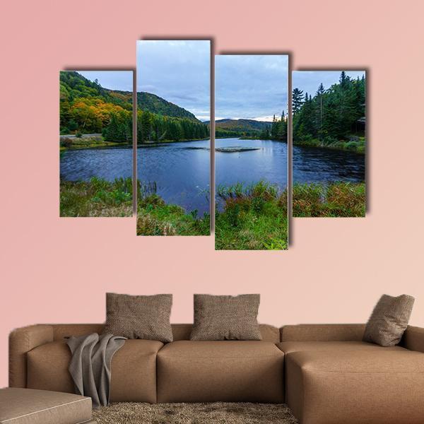 Sunset View Of Monroe Lake In Canada Canvas Wall Art-4 Pop-Gallery Wrap-50" x 32"-Tiaracle