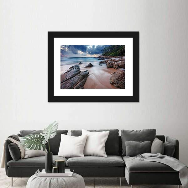 Sunset View Of Tropical Beach Canvas Wall Art-3 Horizontal-Gallery Wrap-25" x 16"-Tiaracle