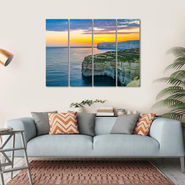 Sunset View Over Sanap Cliffs On Gozo Canvas Wall Art-4 Horizontal-Gallery Wrap-34" x 24"-Tiaracle