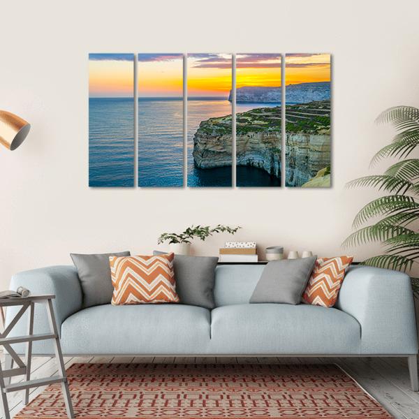 Sunset View Over Sanap Cliffs On Gozo Canvas Wall Art-5 Horizontal-Gallery Wrap-22" x 12"-Tiaracle
