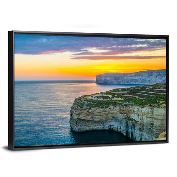 Sunset View Over Sanap Cliffs On Gozo Canvas Wall Art-3 Horizontal-Gallery Wrap-25" x 16"-Tiaracle