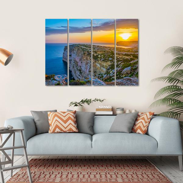 Sunset View Over Ta Cenc Cliffs On Gozo Canvas Wall Art-4 Horizontal-Gallery Wrap-34" x 24"-Tiaracle