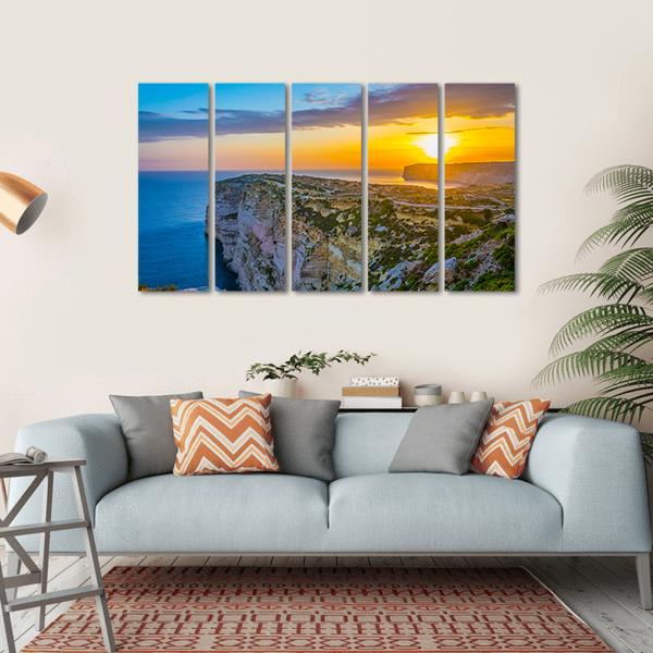 Sunset View Over Ta Cenc Cliffs On Gozo Canvas Wall Art-5 Horizontal-Gallery Wrap-22" x 12"-Tiaracle