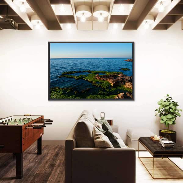 Sunset View To Manara Bay Canvas Wall Art-3 Horizontal-Gallery Wrap-25" x 16"-Tiaracle