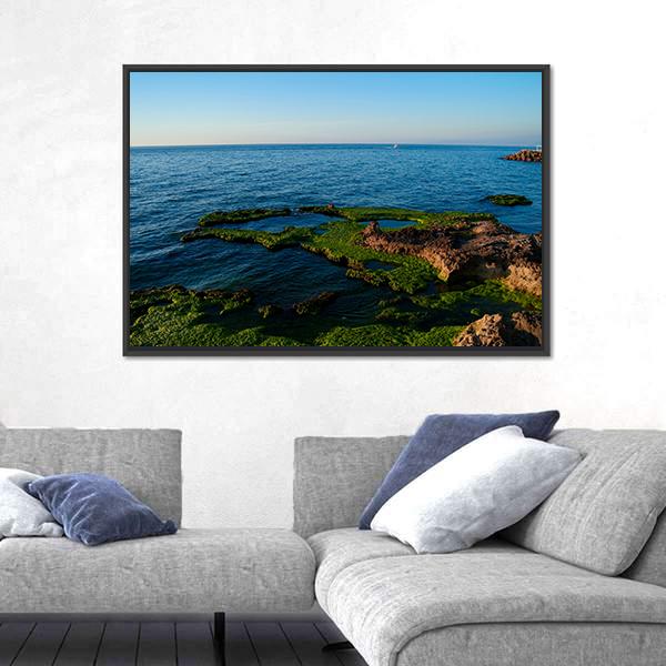 Sunset View To Manara Bay Canvas Wall Art-3 Horizontal-Gallery Wrap-25" x 16"-Tiaracle
