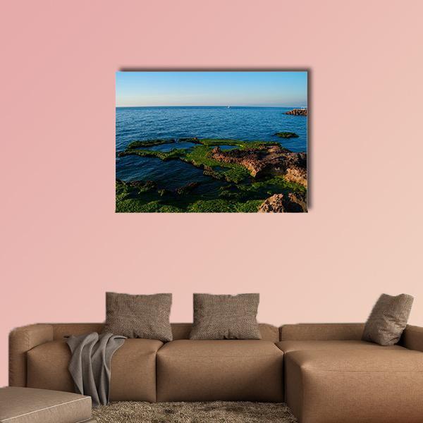 Sunset View To Manara Bay Canvas Wall Art-1 Piece-Gallery Wrap-48" x 32"-Tiaracle