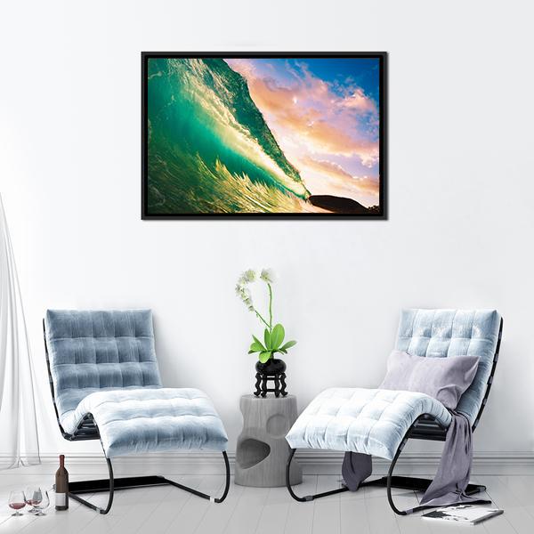 Sunset Wave Canvas Wall Art-1 Piece-Floating Frame-24" x 16"-Tiaracle