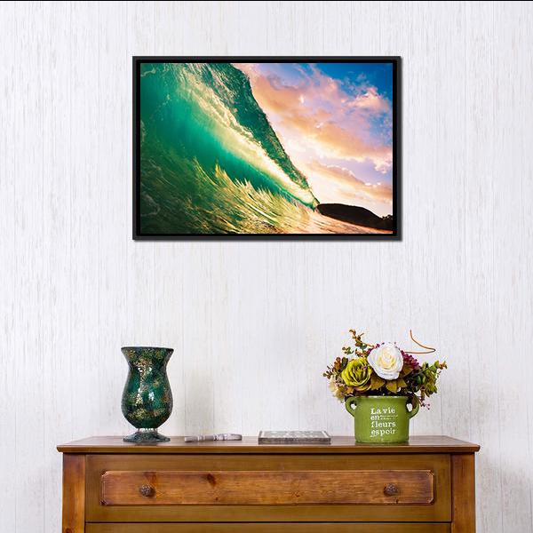 Sunset Wave Canvas Wall Art-3 Horizontal-Gallery Wrap-25" x 16"-Tiaracle