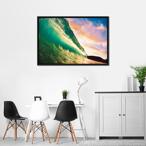 Sunset Wave Canvas Wall Art-3 Horizontal-Gallery Wrap-25" x 16"-Tiaracle
