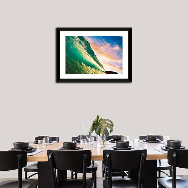 Sunset Wave Canvas Wall Art-1 Piece-Framed Print-20" x 16"-Tiaracle