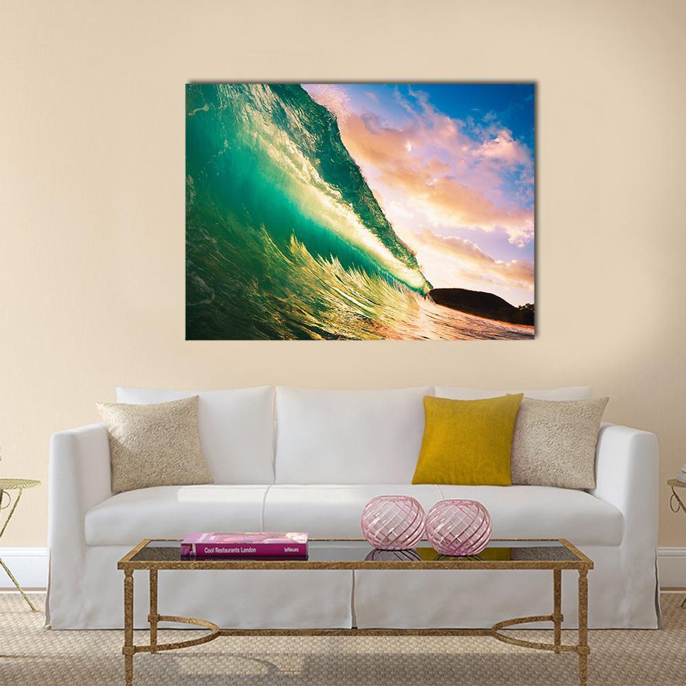 Sunset Wave Canvas Wall Art-1 Piece-Gallery Wrap-48" x 32"-Tiaracle