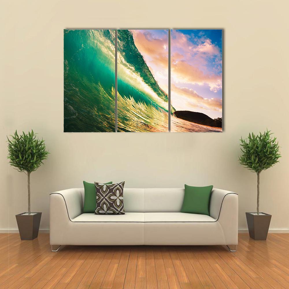 Sunset Wave Canvas Wall Art-3 Horizontal-Gallery Wrap-37" x 24"-Tiaracle