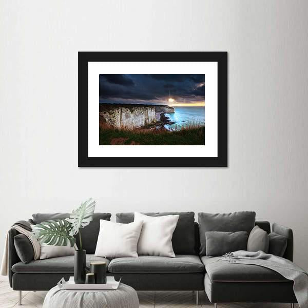 Sunshine And Storm Sky Over Cliffs In Ocean Canvas Wall Art-3 Horizontal-Gallery Wrap-25" x 16"-Tiaracle