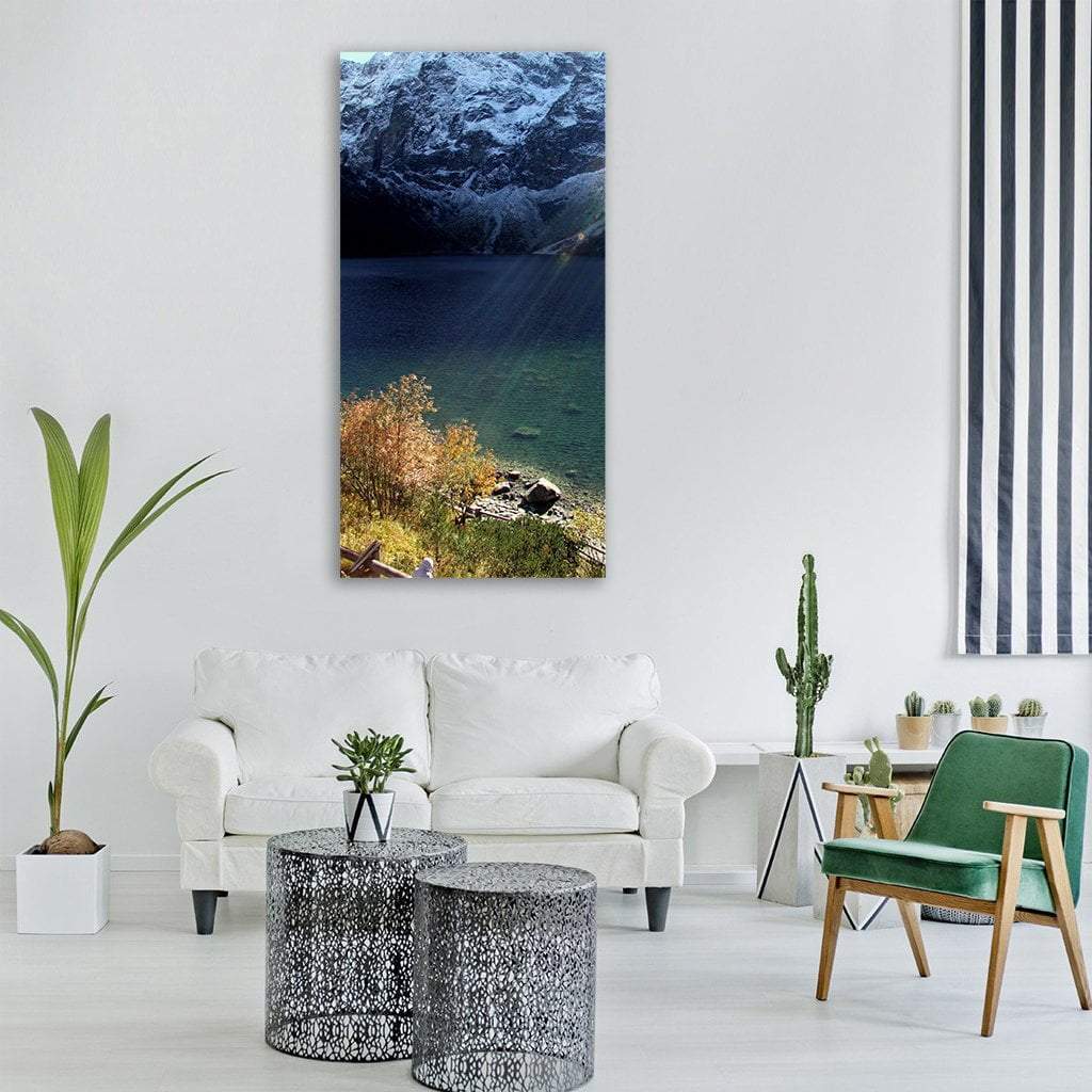 Sunshine Light Mountains View Vertical Canvas Wall Art-1 Vertical-Gallery Wrap-12" x 24"-Tiaracle