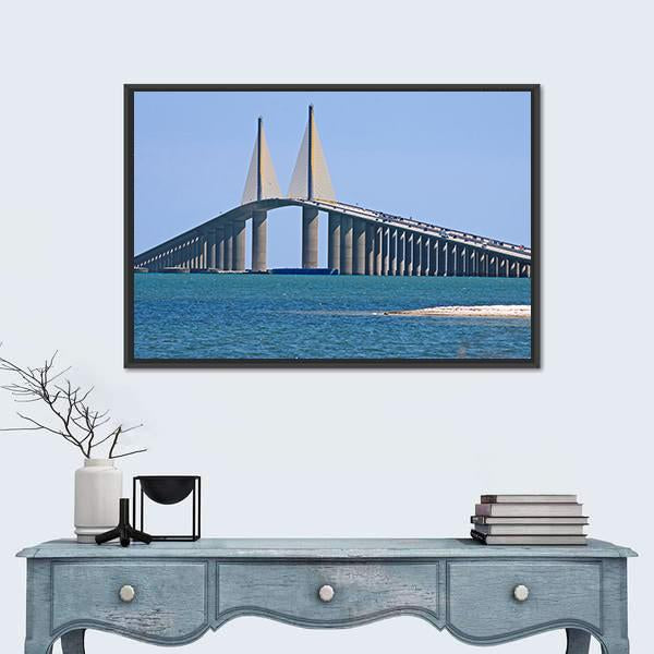 Sunshine Skyway Bridge Canvas Wall Art-5 Horizontal-Gallery Wrap-22" x 12"-Tiaracle