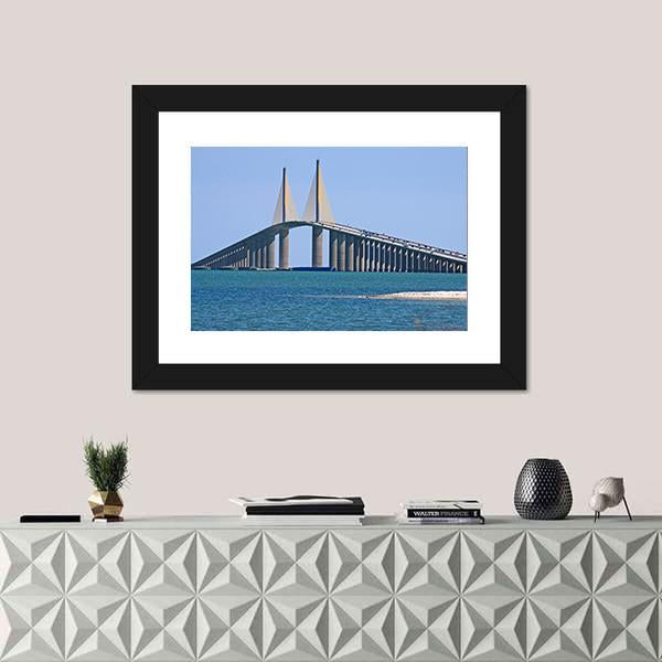 Sunshine Skyway Bridge Canvas Wall Art-5 Horizontal-Gallery Wrap-22" x 12"-Tiaracle