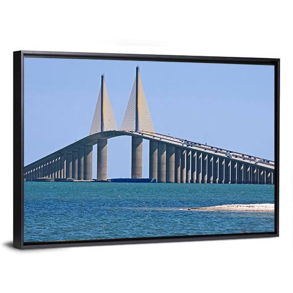 Sunshine Skyway Bridge Canvas Wall Art-5 Horizontal-Gallery Wrap-22" x 12"-Tiaracle