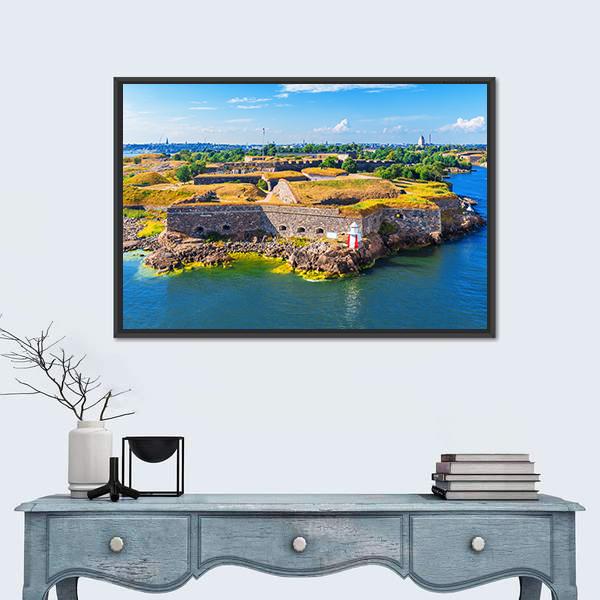 Suomenlinna Sveaborg Sea Fortress In Helsinki Canvas Wall Art-1 Piece-Floating Frame-24" x 16"-Tiaracle