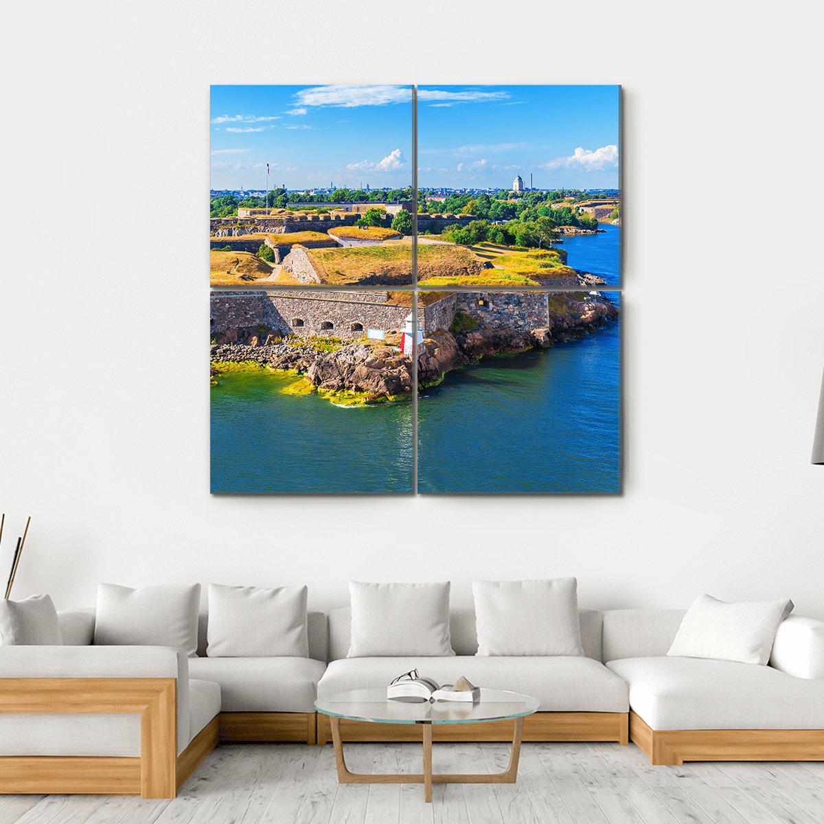 Suomenlinna Sveaborg Sea Fortress In Helsinki Canvas Wall Art-4 Square-Gallery Wrap-17" x 17"-Tiaracle